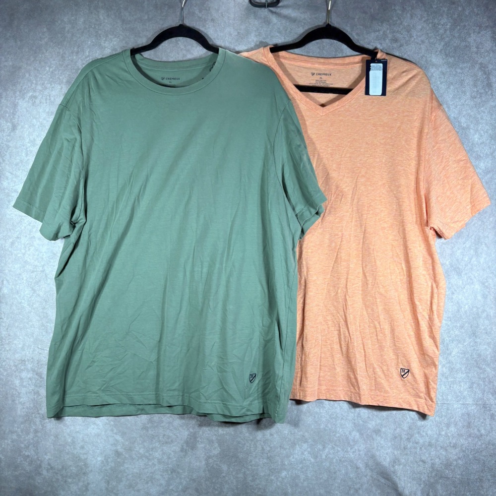 Cremieux T-Shirts Lot of 2 Mens XL‎ Green Orange Cotton Blend Short Sleeve NEW